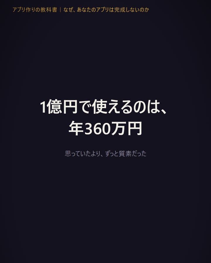 Instagramリール「1億円で使えるのは、年360万円」の表紙